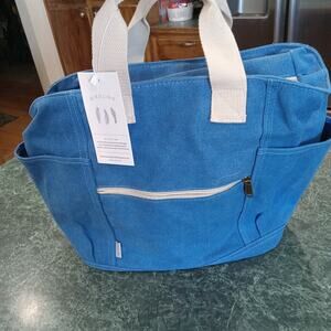 Birdling Backpack In Blue Canvas Multi Use Tote Bag NWT Stripe Liner Nautical